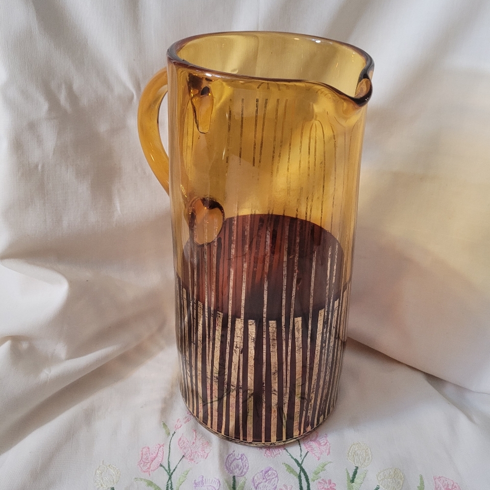 2/$26 Vintage MCM Amber Glass Pitcher